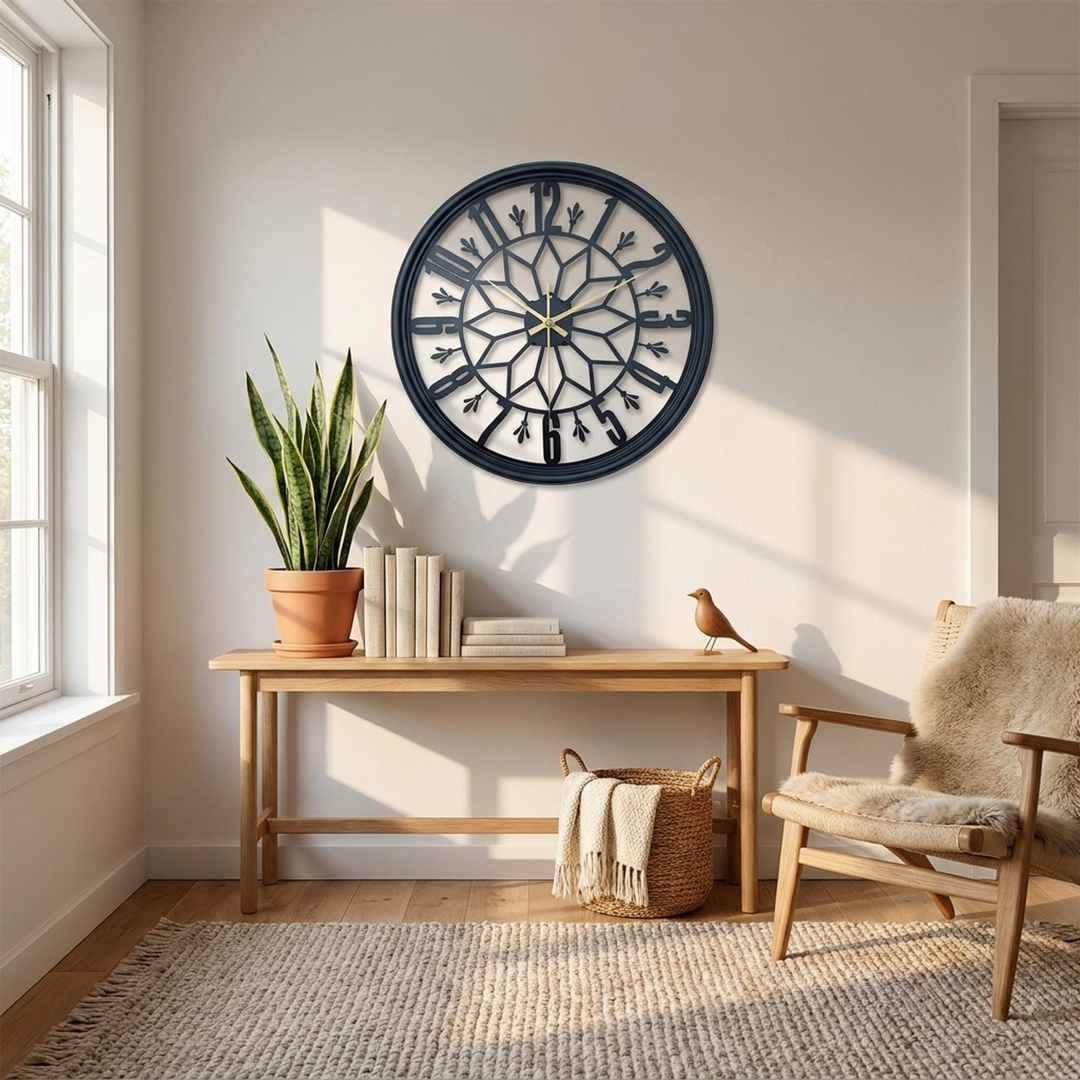 Industrial Metal Wall Clock for Quiet Spaces