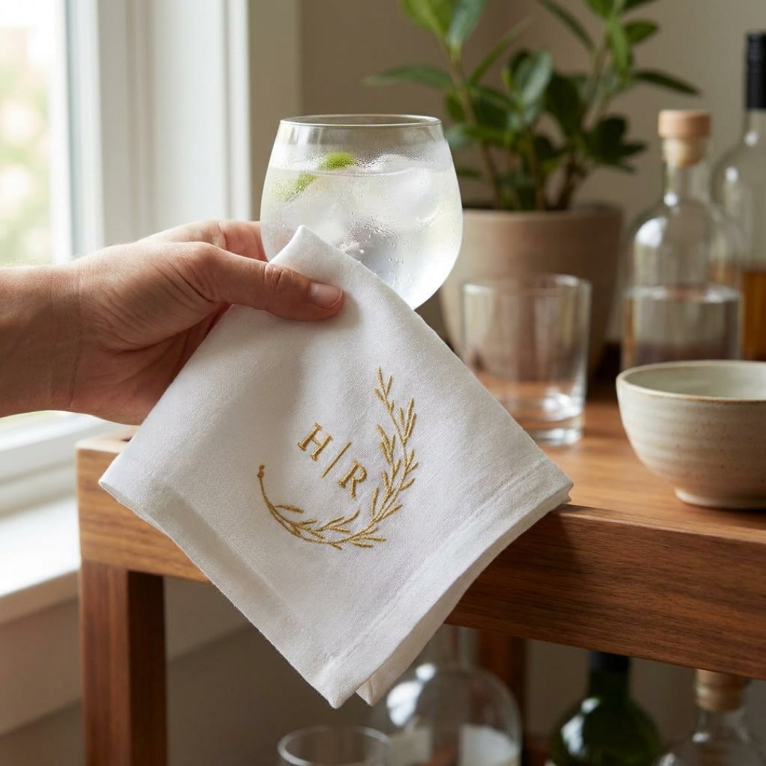 Monogrammed Linen Napkin Set for Elegant Dining