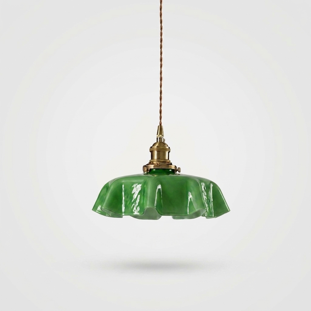 Ruffled Glass Pendant Light for Warm Ambiance