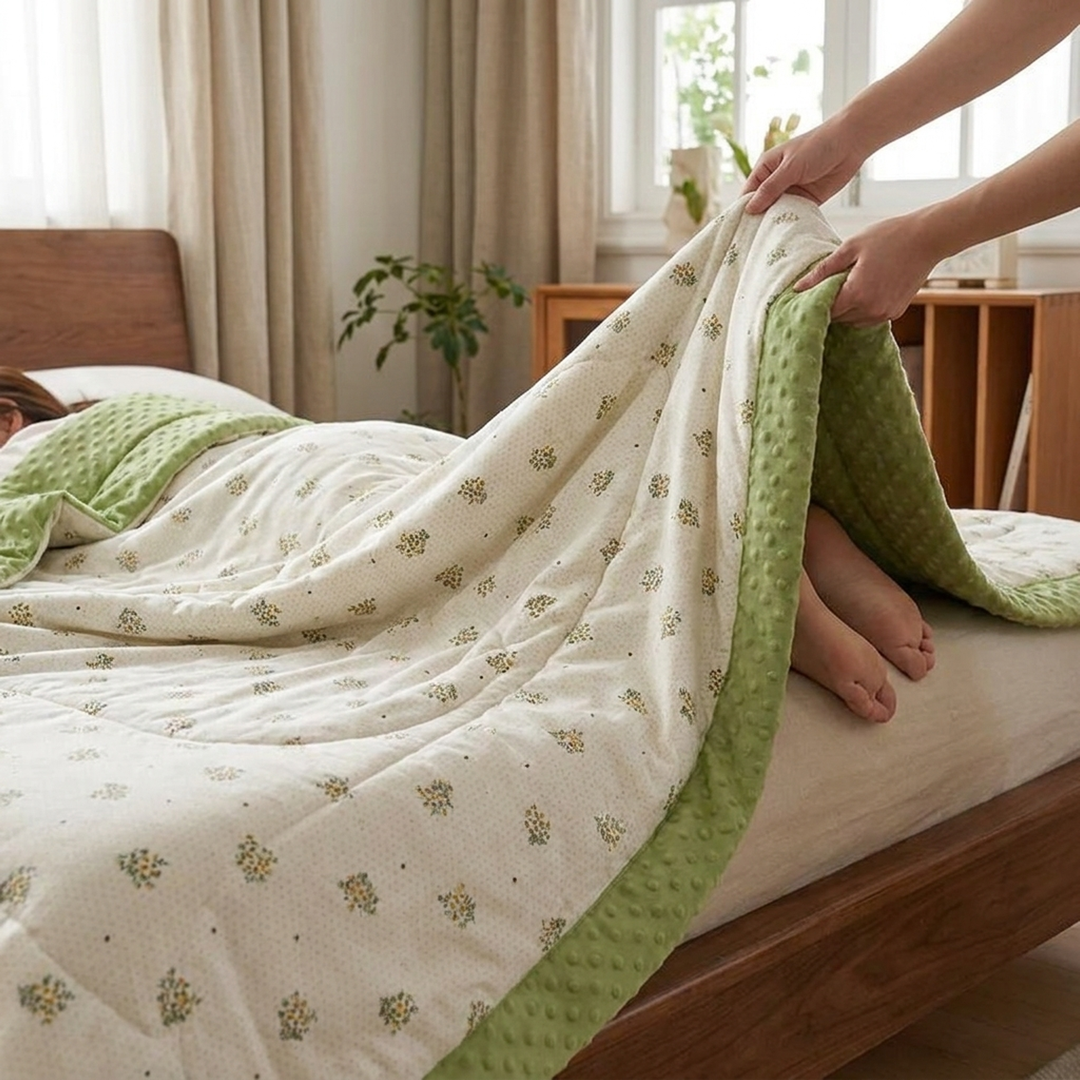 Botanical Summer Quilt for Cool, Airy Sleep