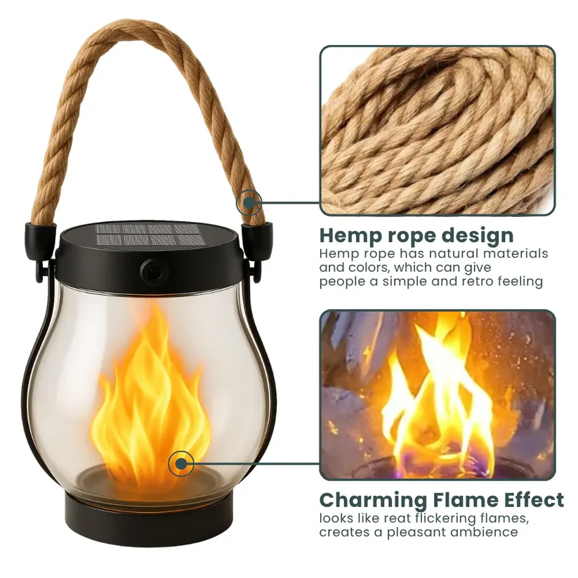 Solar Flame Lantern For Warm Outdoor Evenings
