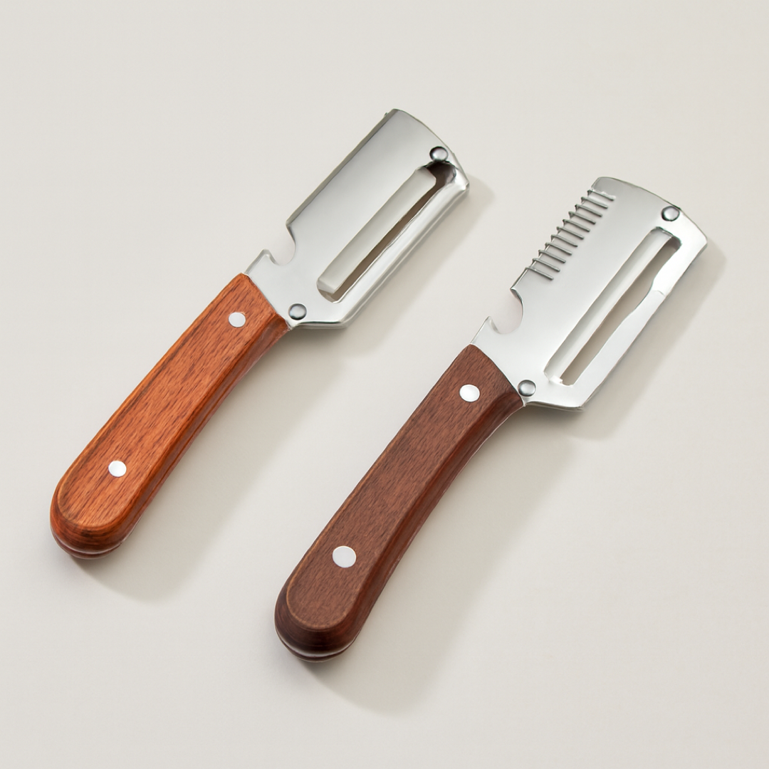 Two-in-One Wood Handle Prep Tool for Easy Peeling
