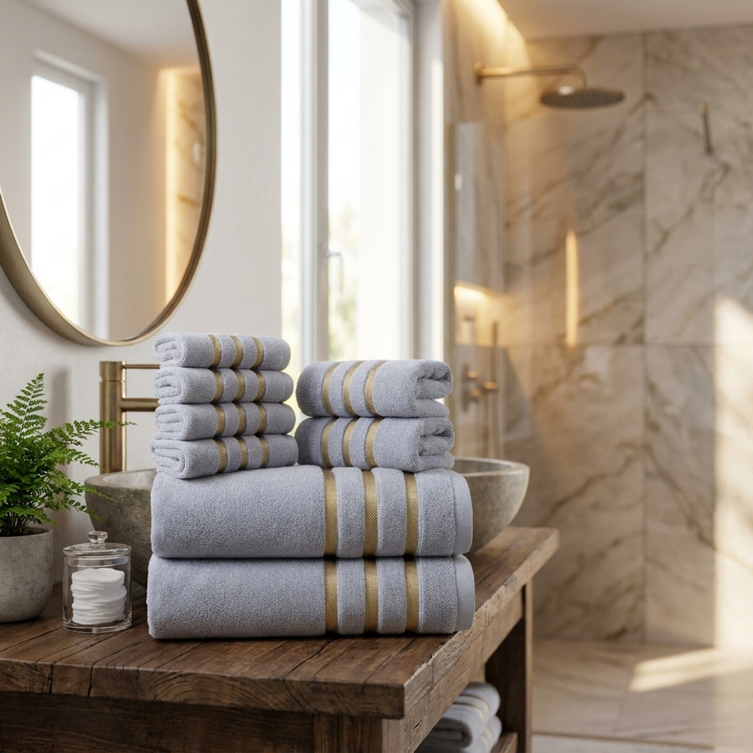 8-Piece Cotton Towel Set for Faster Drying
