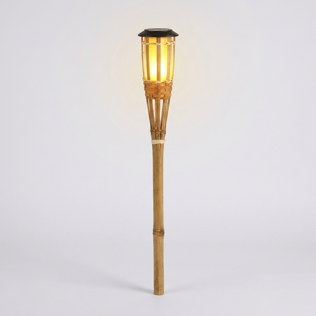 Bamboo Solar Torch for Warm Outdoor Glow