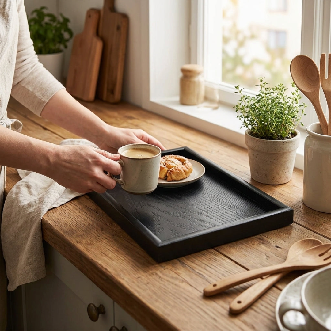 Solid Wood Serving Tray for Spill-Free Hosting