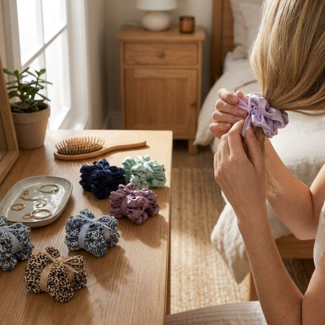 Mulberry Silk Scrunchie Set for Creaseless Hold