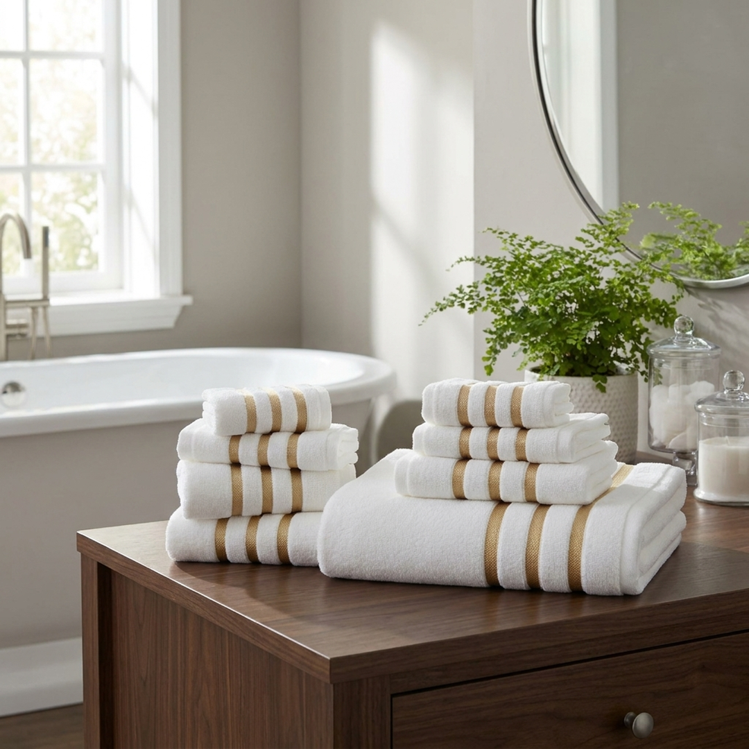 8-Piece Cotton Towel Set for Faster Drying