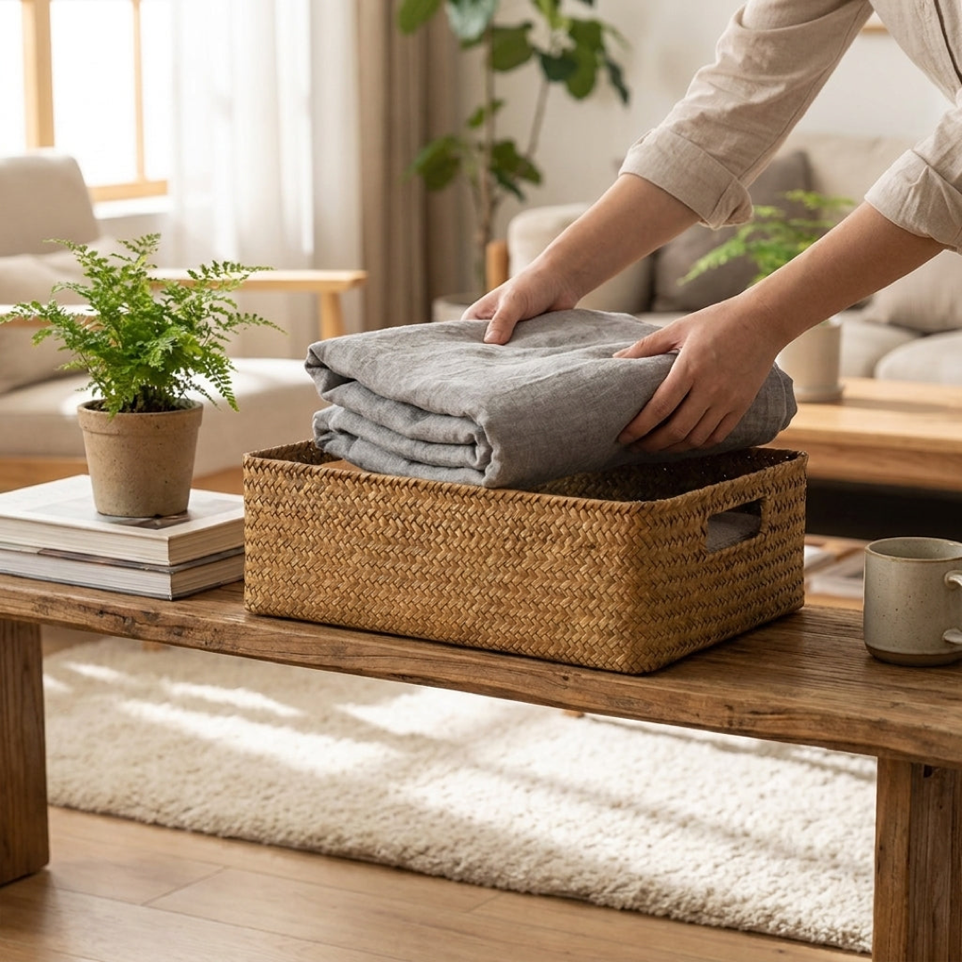 Woven Seagrass Basket for Effortless Organization
