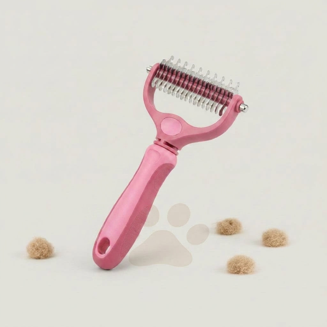 Dual-Sided Pet Rake for Less Shedding