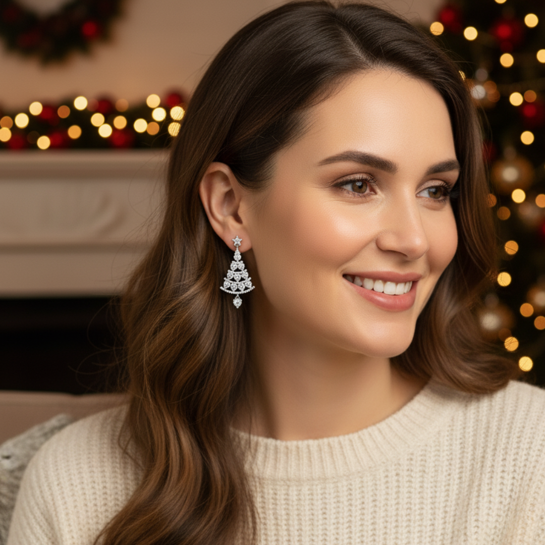 Sparkling Christmas Tree Earrings For Festive Style