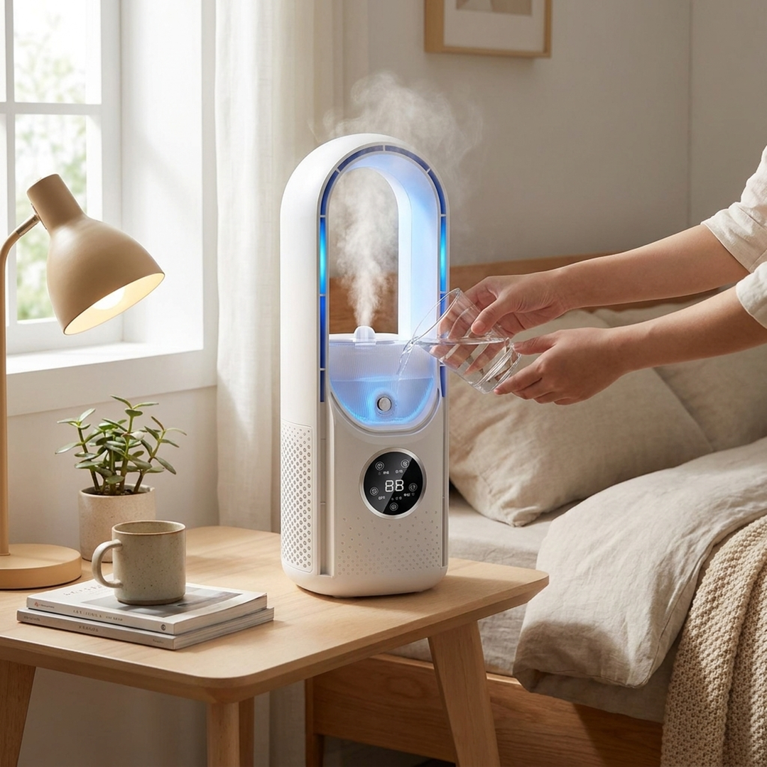 Bladeless Humidifying Fan for Safer Comfort