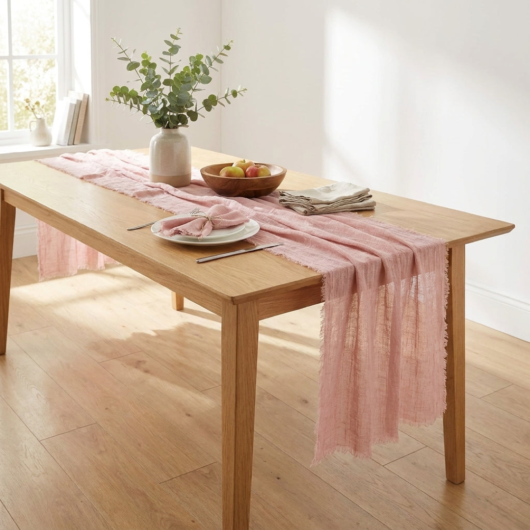 Blush Gauze Table Runner for Effortless Elegance