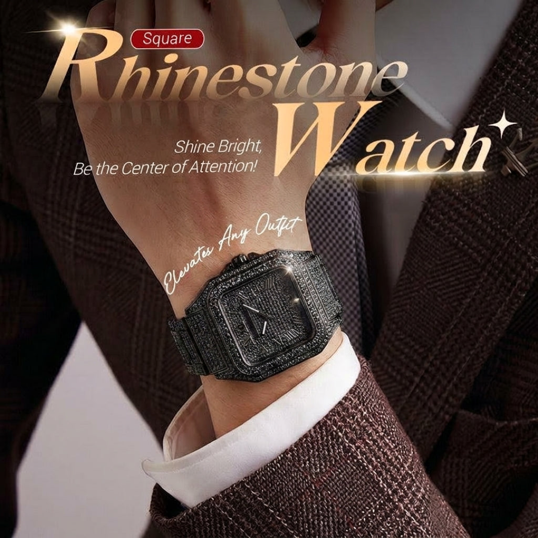 Square Rhinestone Watch for Day-to-Night Style