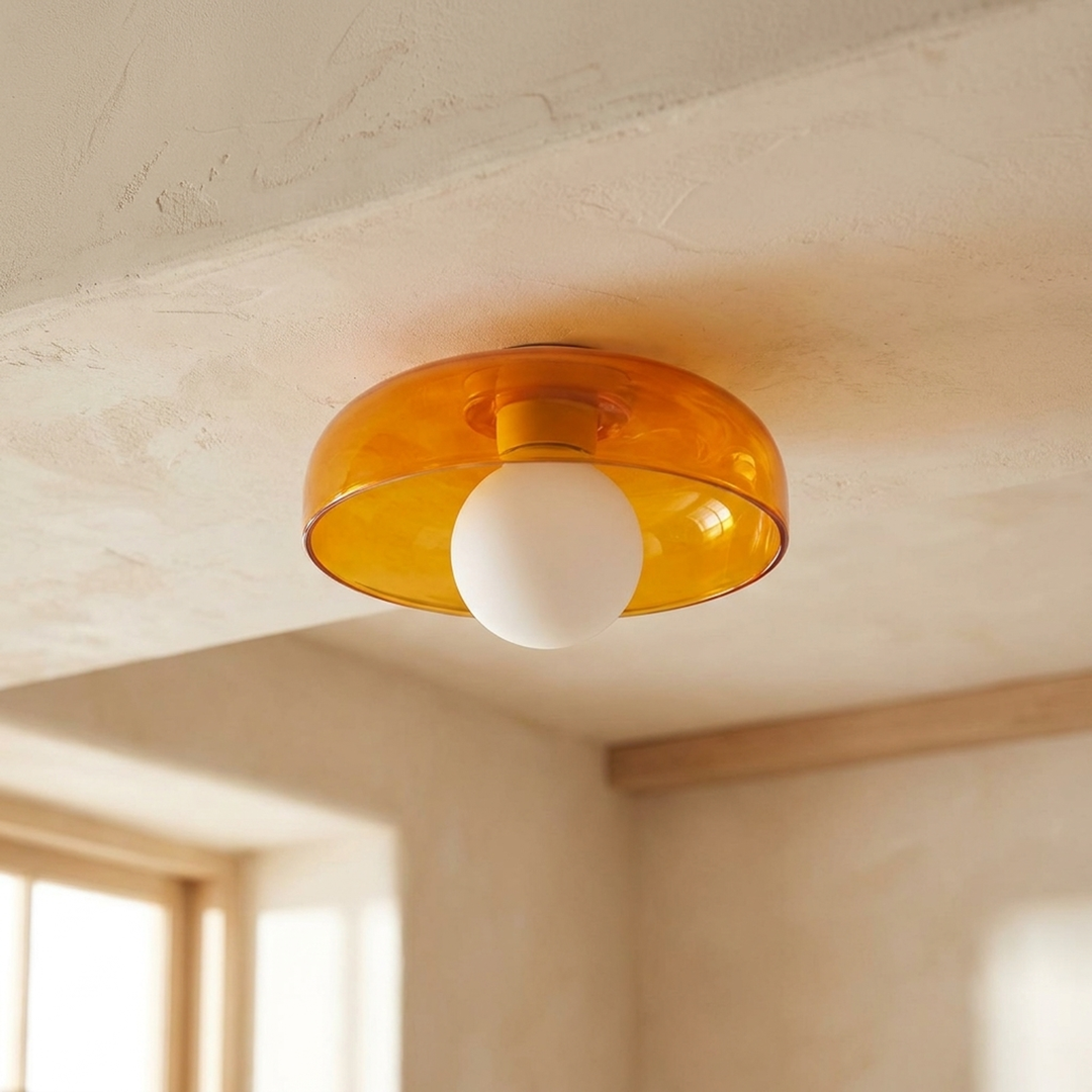 Sculptural Glass Ceiling Light – Saves Space