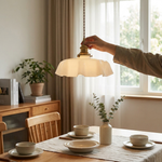 Ruffled Glass Pendant Light for Warm Ambiance