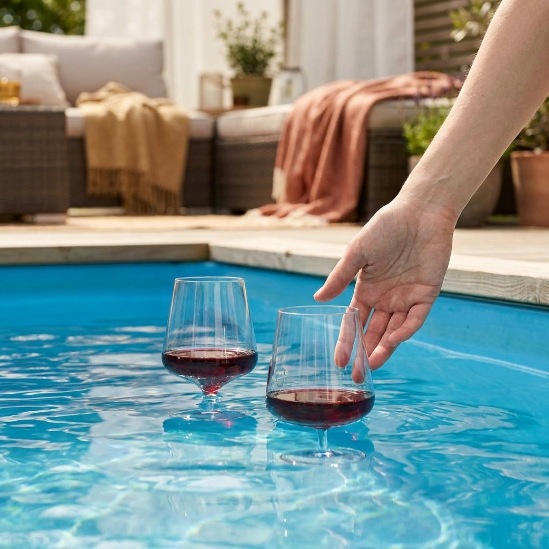 Floating Wine Glasses for Worry-Free Poolside Sips