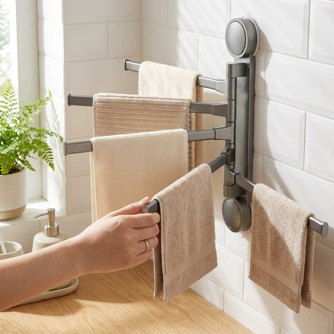 Rotating Towel Holder for Drill-Free Organization