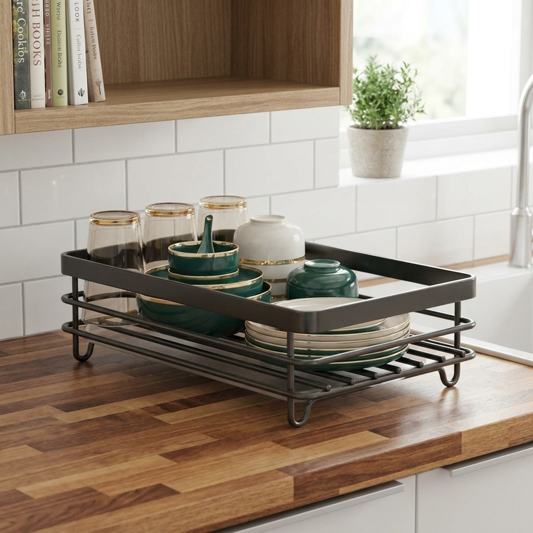 Collapsible Steel Dish Rack Clears Counter Space