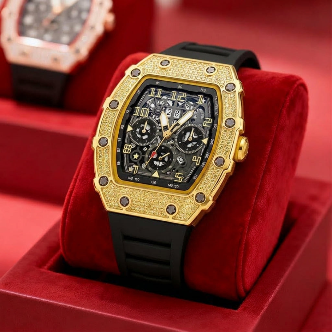 Rhinestone Tonneau Watch for Effortless Style