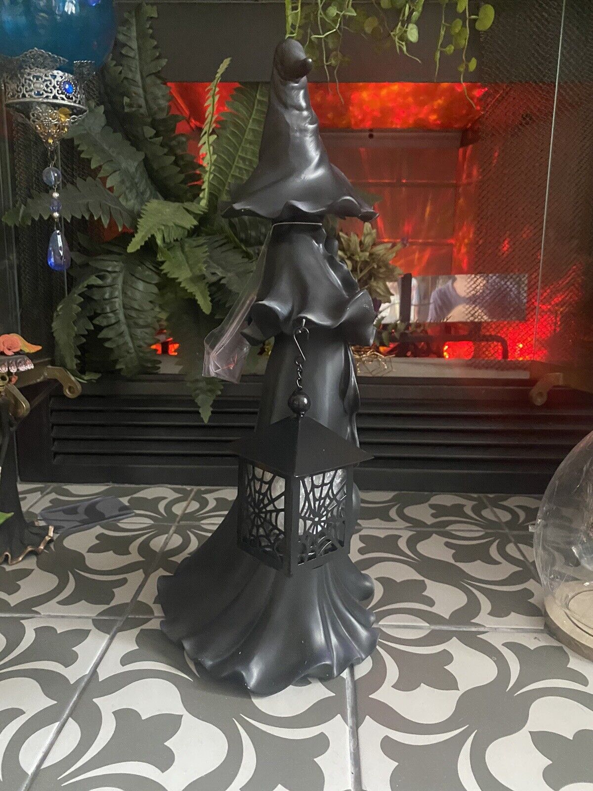 Black Witch Lantern For Cozy Halloween Glow