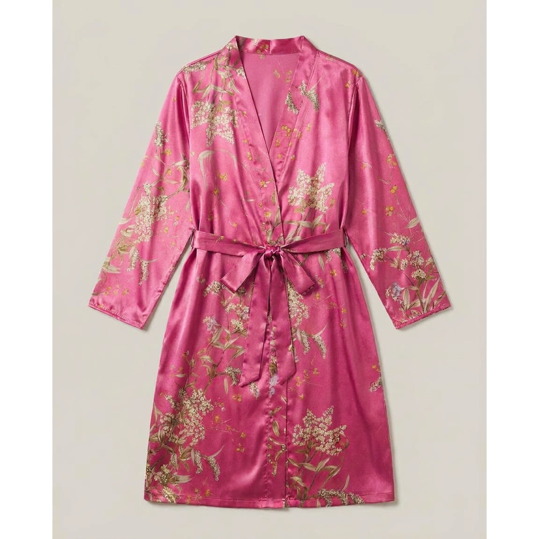 Floral Satin Robe for Effortless At-Home Comfort