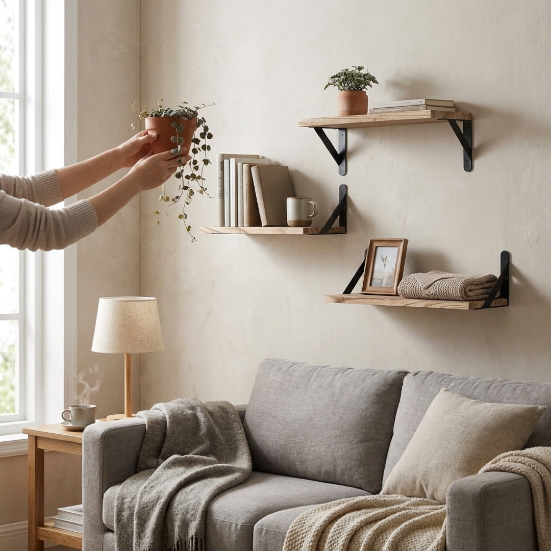 Solid Wood Floating Shelf for Clutter-Free Storage