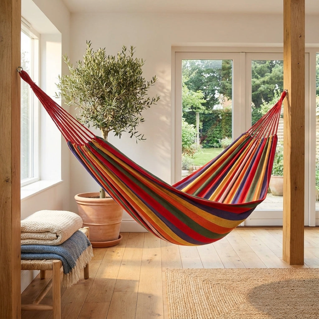 Portable Canvas Hammock for Stable Relaxation