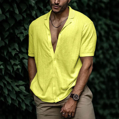 Preston | Men’s Summer Casual Short Sleeve Button-Up Shirt with Camp Collar