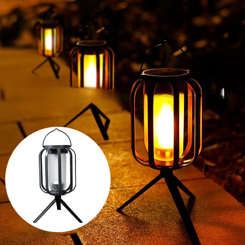 Dual-Flame Solar Lantern For Effortless Outdoor Glow
