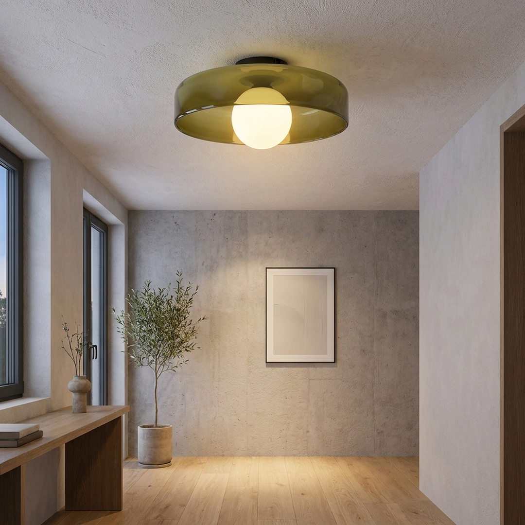Sculptural Glass Ceiling Light – Saves Space