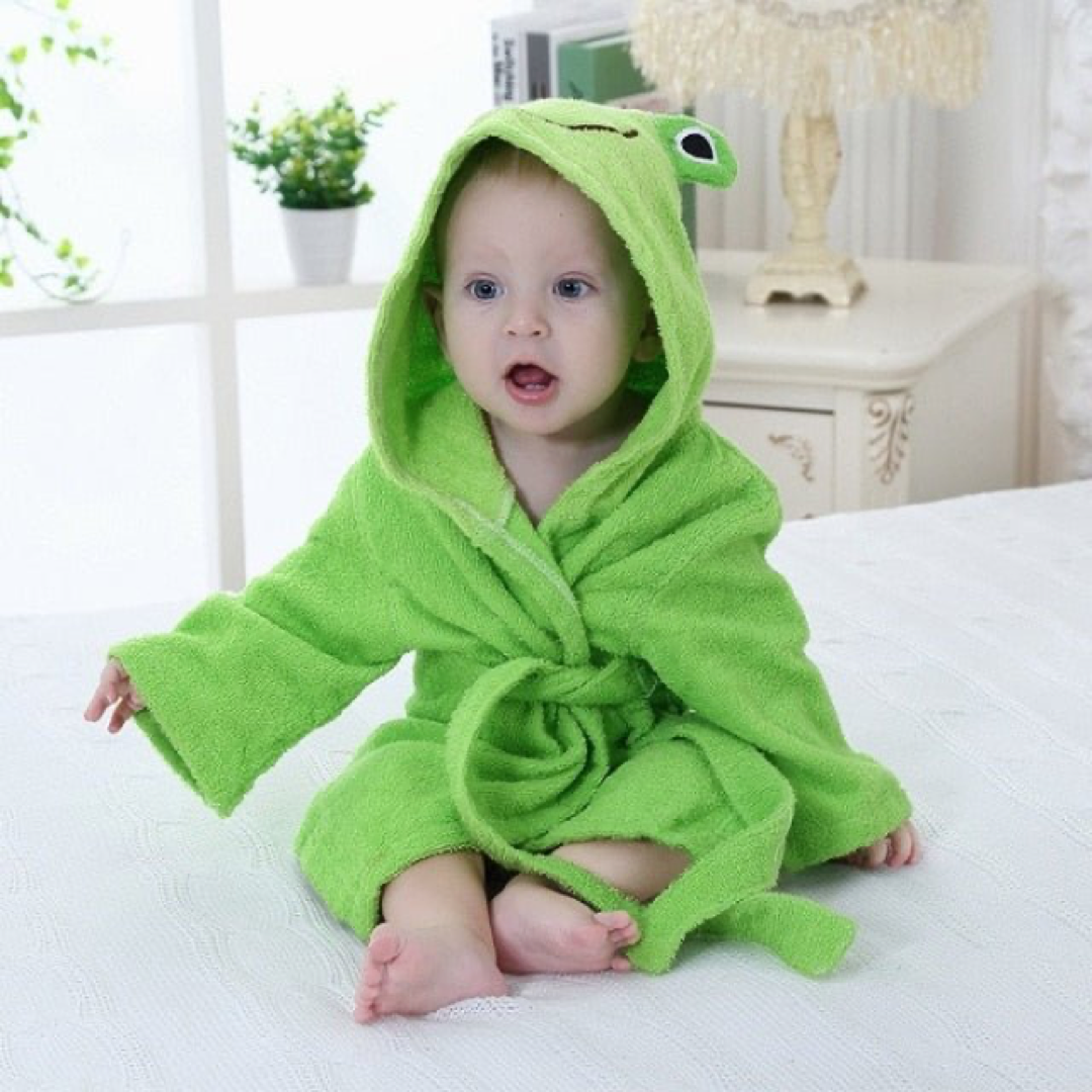 Critter Hood Baby Bathrobe for Cozy Drying