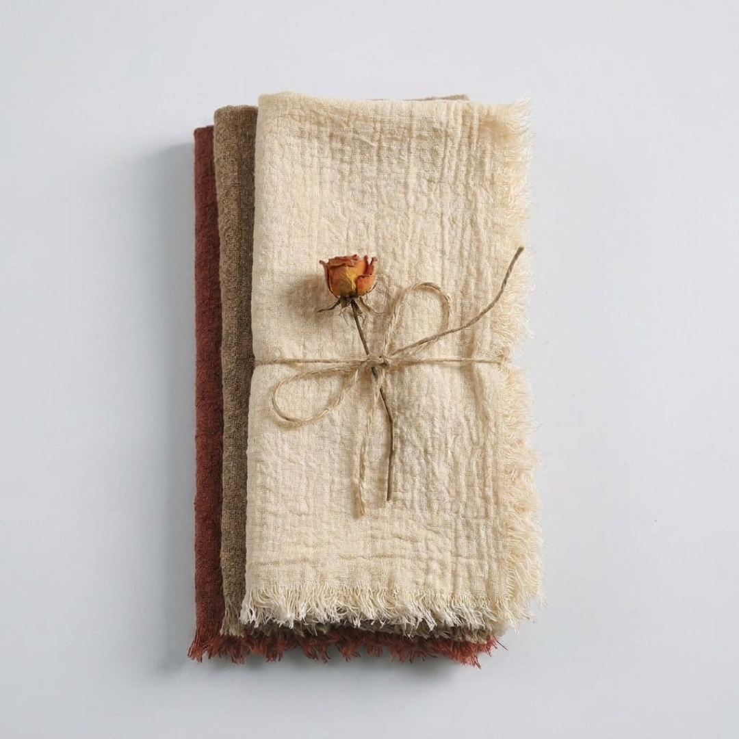 Frayed Cotton Napkin Set for Cozy Tables