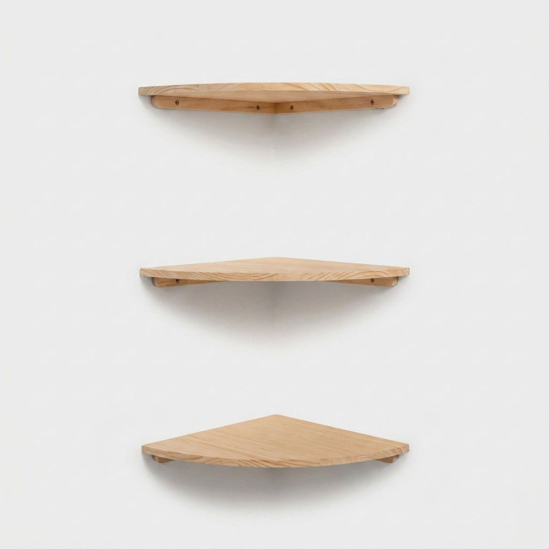 Solid Pine Corner Shelf for Space-Saving Storage