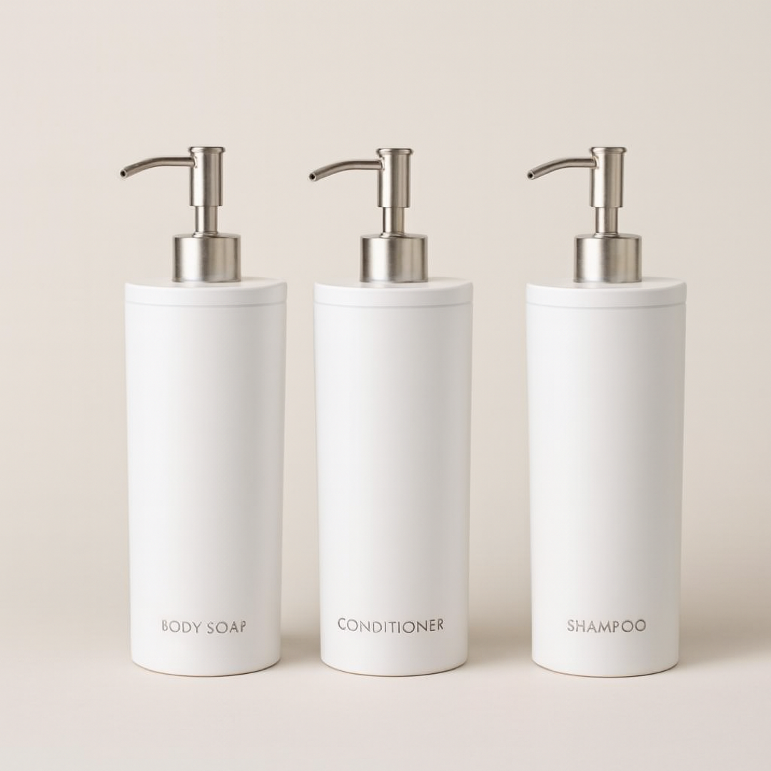 Round Shower Dispenser Set for a Tidy Space