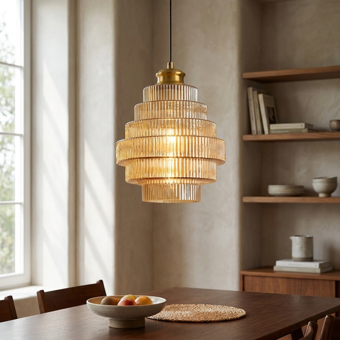 Tiered Glass Pendant Light — Warm Ambient Glow