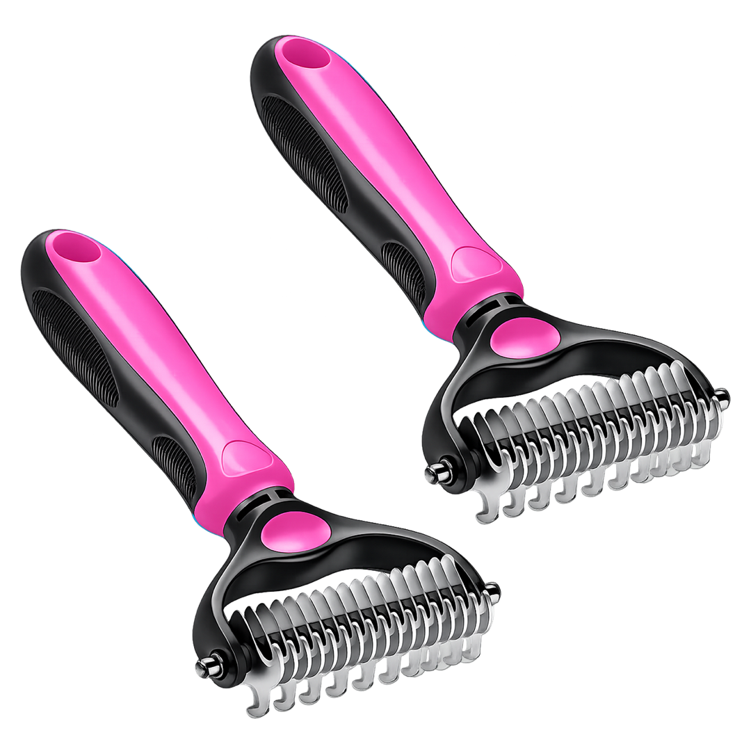 Dual-Sided Pet Rake for Less Shedding