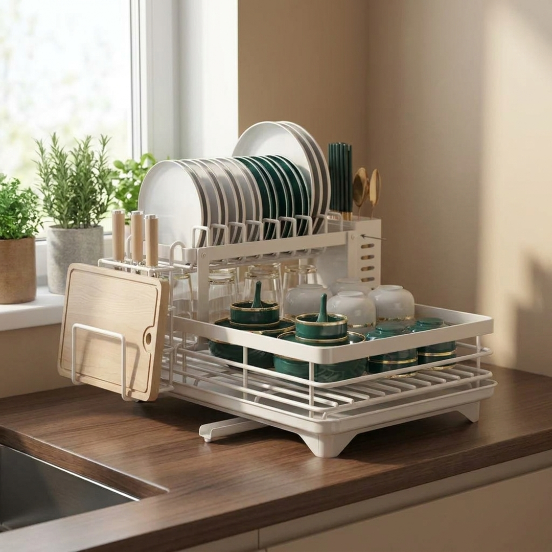 Collapsible Steel Dish Rack Clears Counter Space