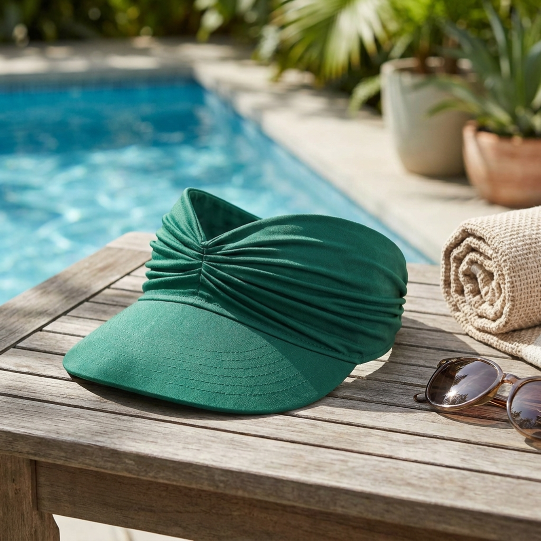 Ruched Travel Visor for Wide-Brim Sun Protection