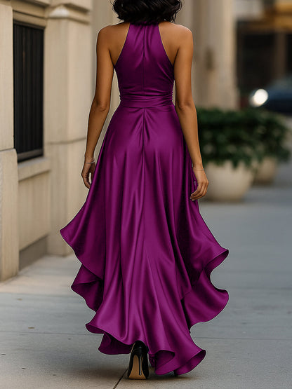 Callie | Women's Elegant Halter Maxi Dress with Ruffle Hem