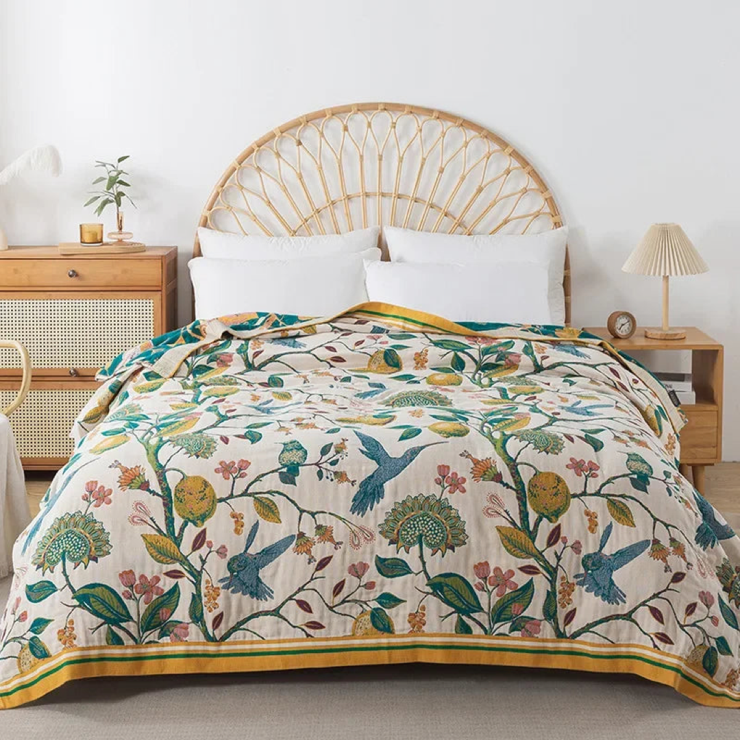 Floral Cotton Coverlet for Cool Summer Comfort