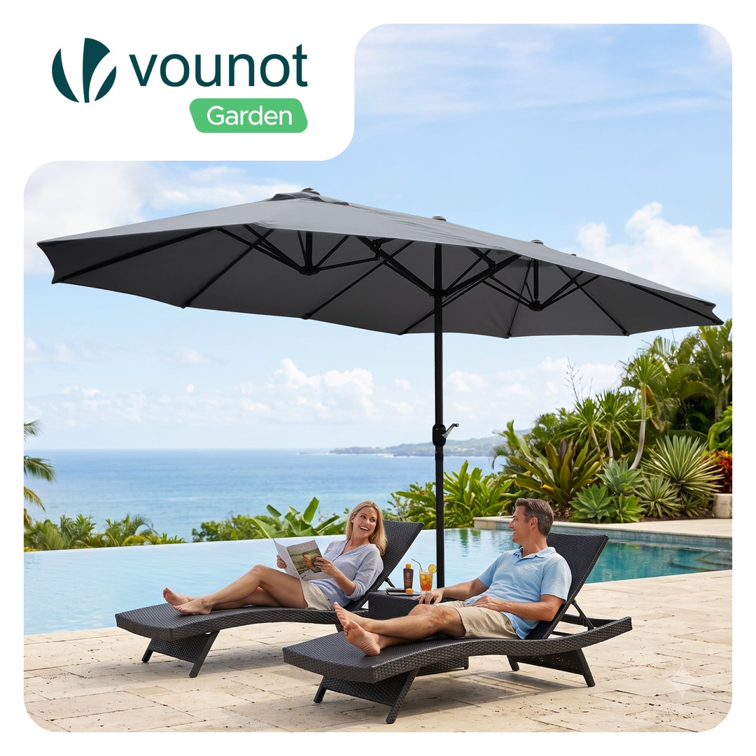 Twin Garden Parasol for Wider Patio Shade