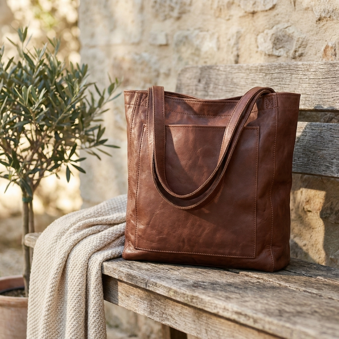 Faux Leather Shoulder Bag for Organized Days