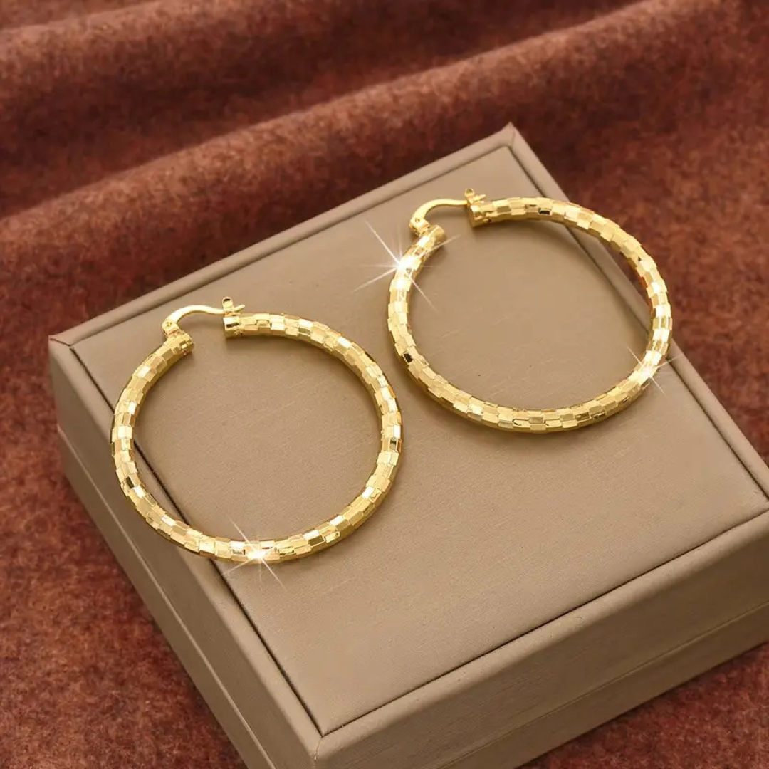 Textured Hoop Earrings With Effortless Sparkle