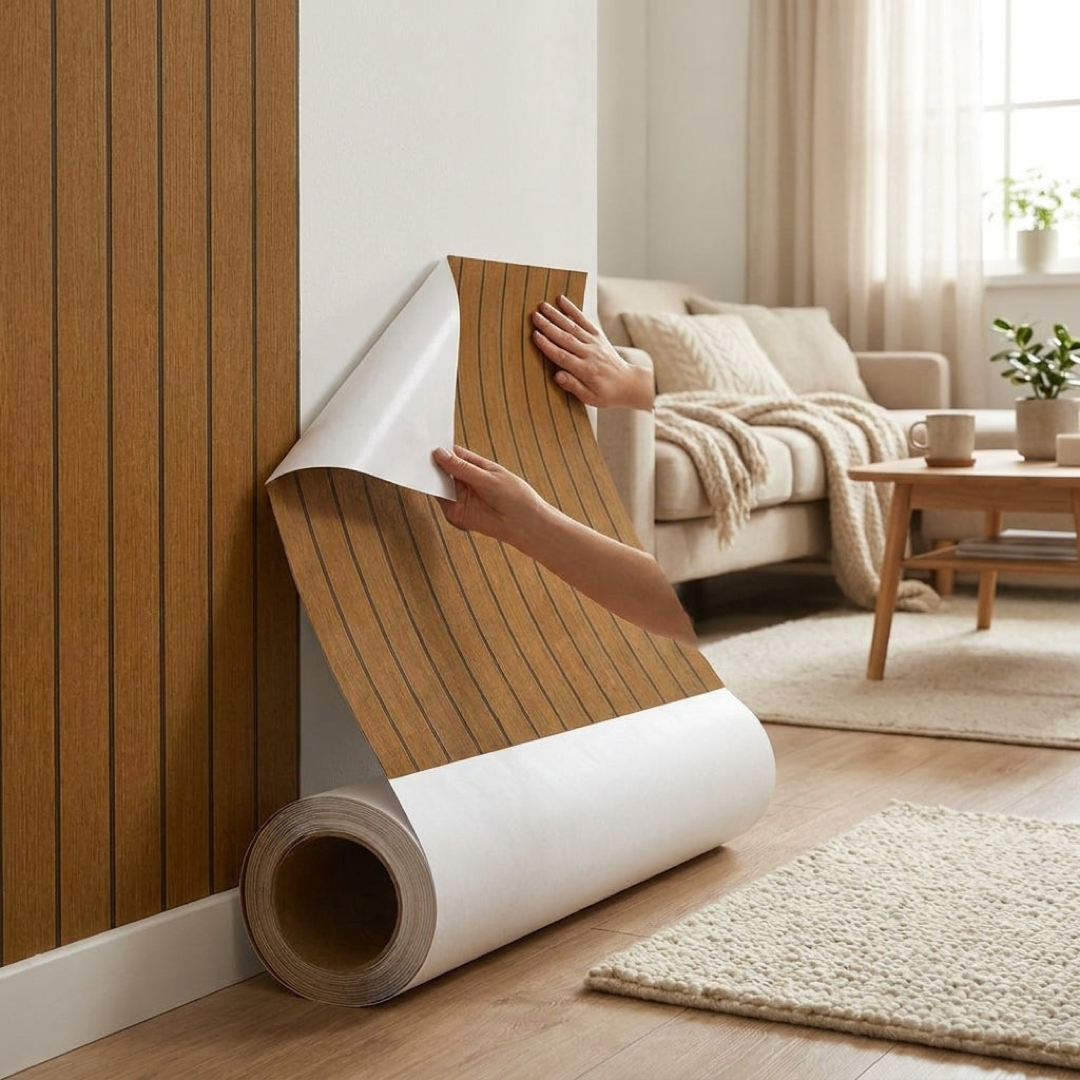 Peel-And-Stick Wood Slat Panels For Easy Wall Updates