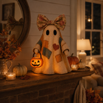 Vintage Ghost LED Pumpkin Lantern