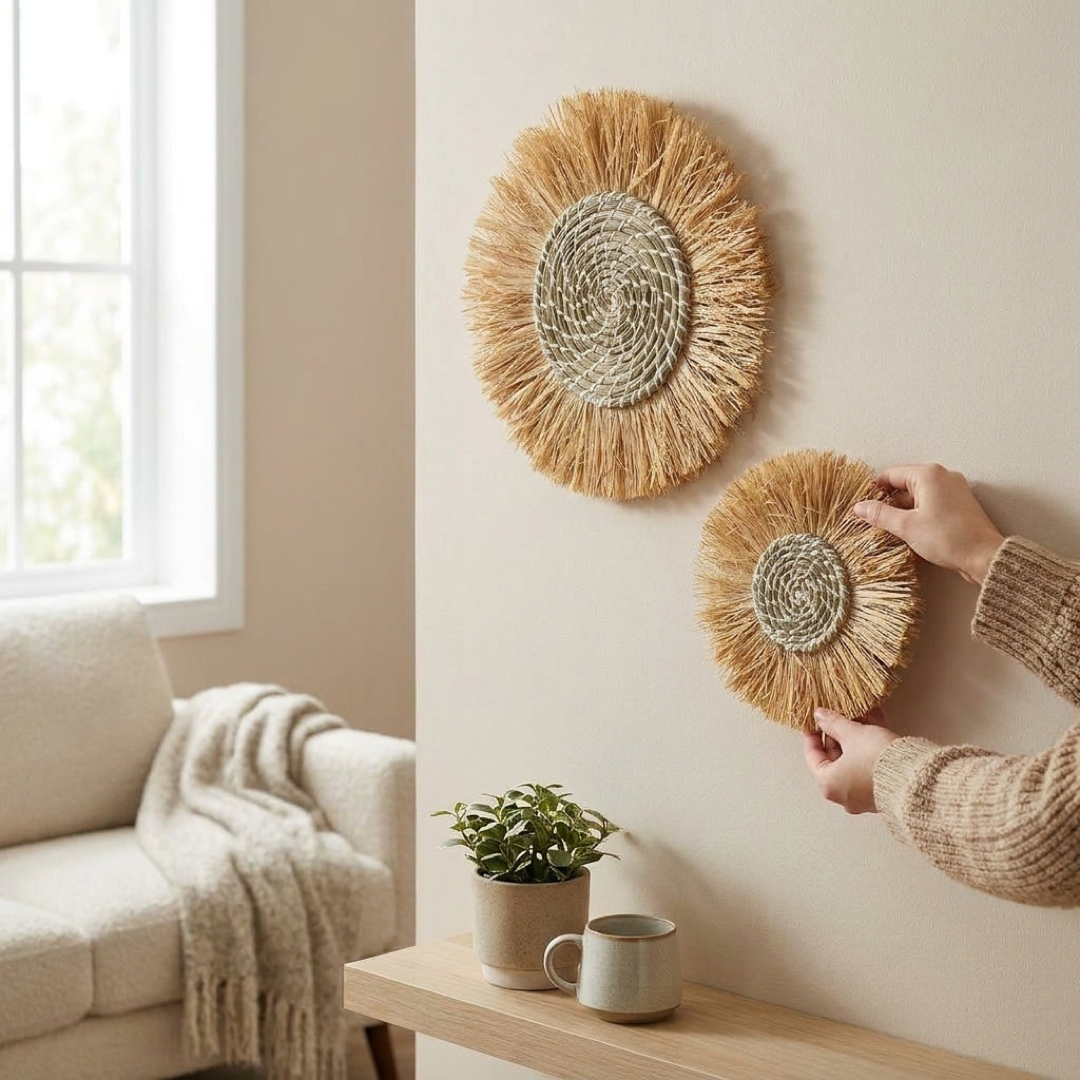 Moroccan Straw Wall Art for Natural Warmth