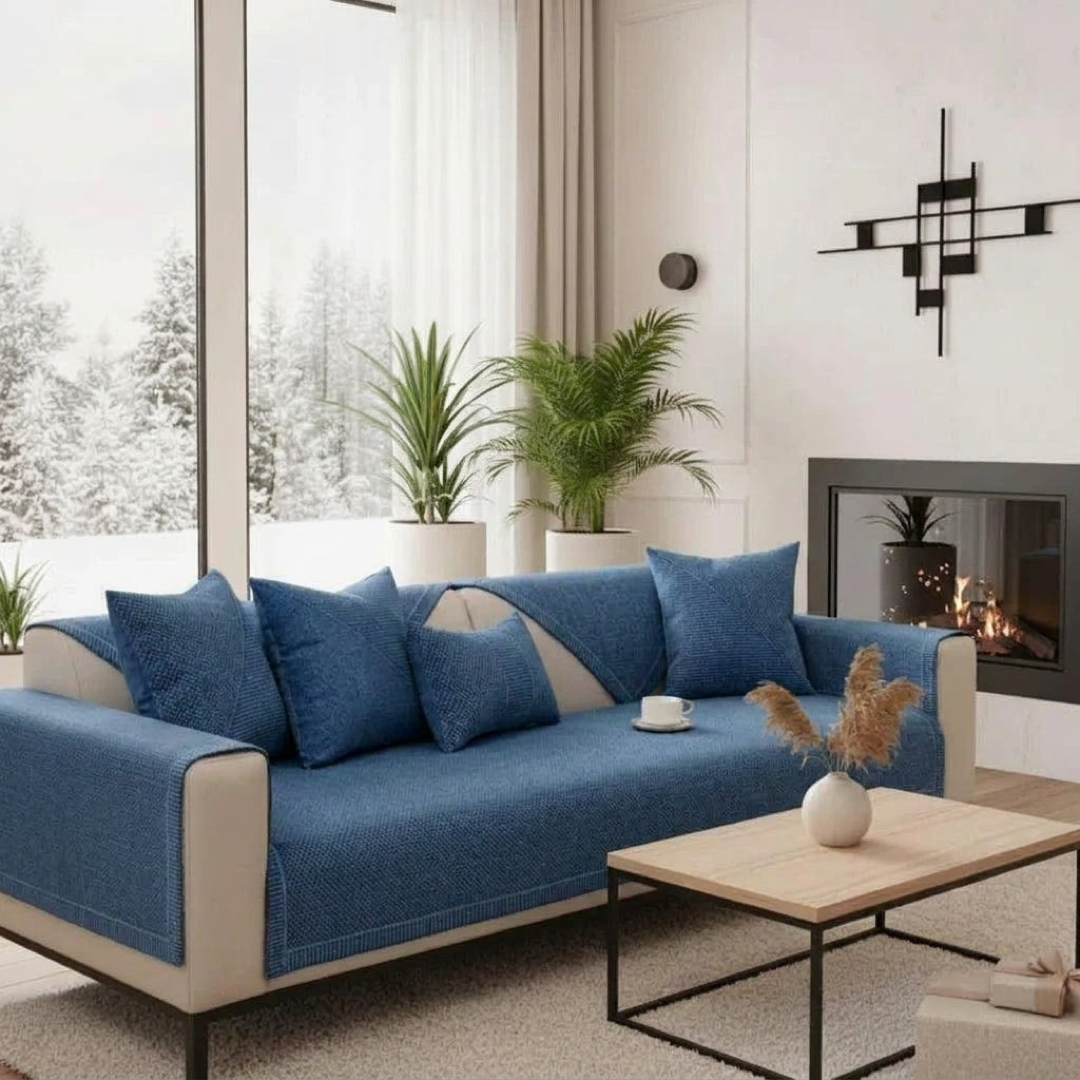 Stay-Put Cotton-Linen Sofa Protector