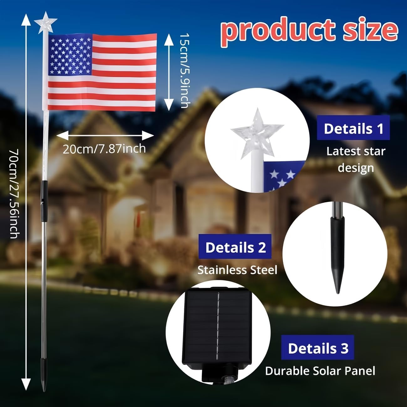 Solar Flag Lights for Bright Patriotic Pathways
