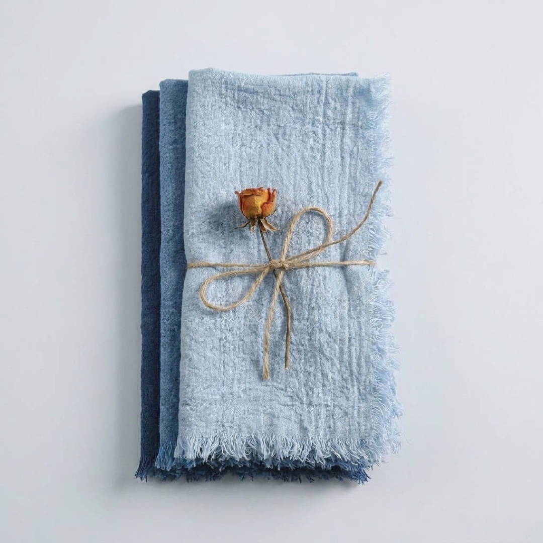 Frayed Cotton Napkin Set for Cozy Tables