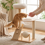 Natural Wood Cat Tower for Active Indoor Play